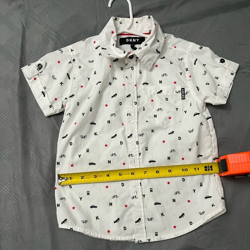 4T DKNY white short sleeved button down shirt